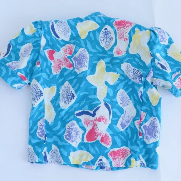 Vintage UMI Collections by Anne Crimmins  Teal Blouse & Midi Skirt Set Size 4 - Picture 9 of 15